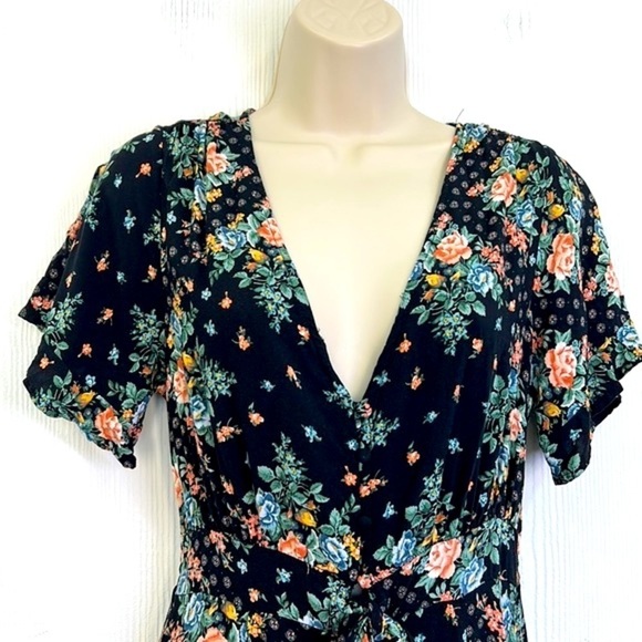 O’Neill - Nicole Floral Colorful Short Sleeve Button Down Midi Dress Size Small - Picture 6 of 12
